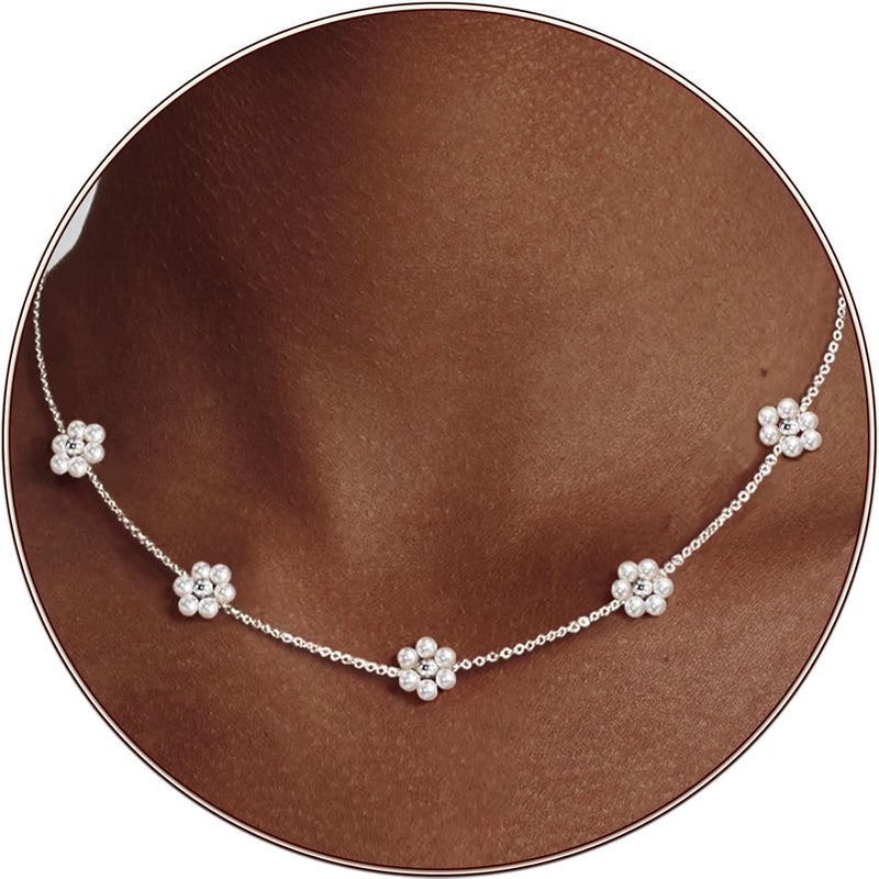 Partm Pearl Necklace for Women Trendy 14K Gold Plated Dainty Pearl Pendant Choker Set Handmade Pearl Gold Necklace Non Tarnish Simple Cute Jewelry Gifts for Women - Image 1